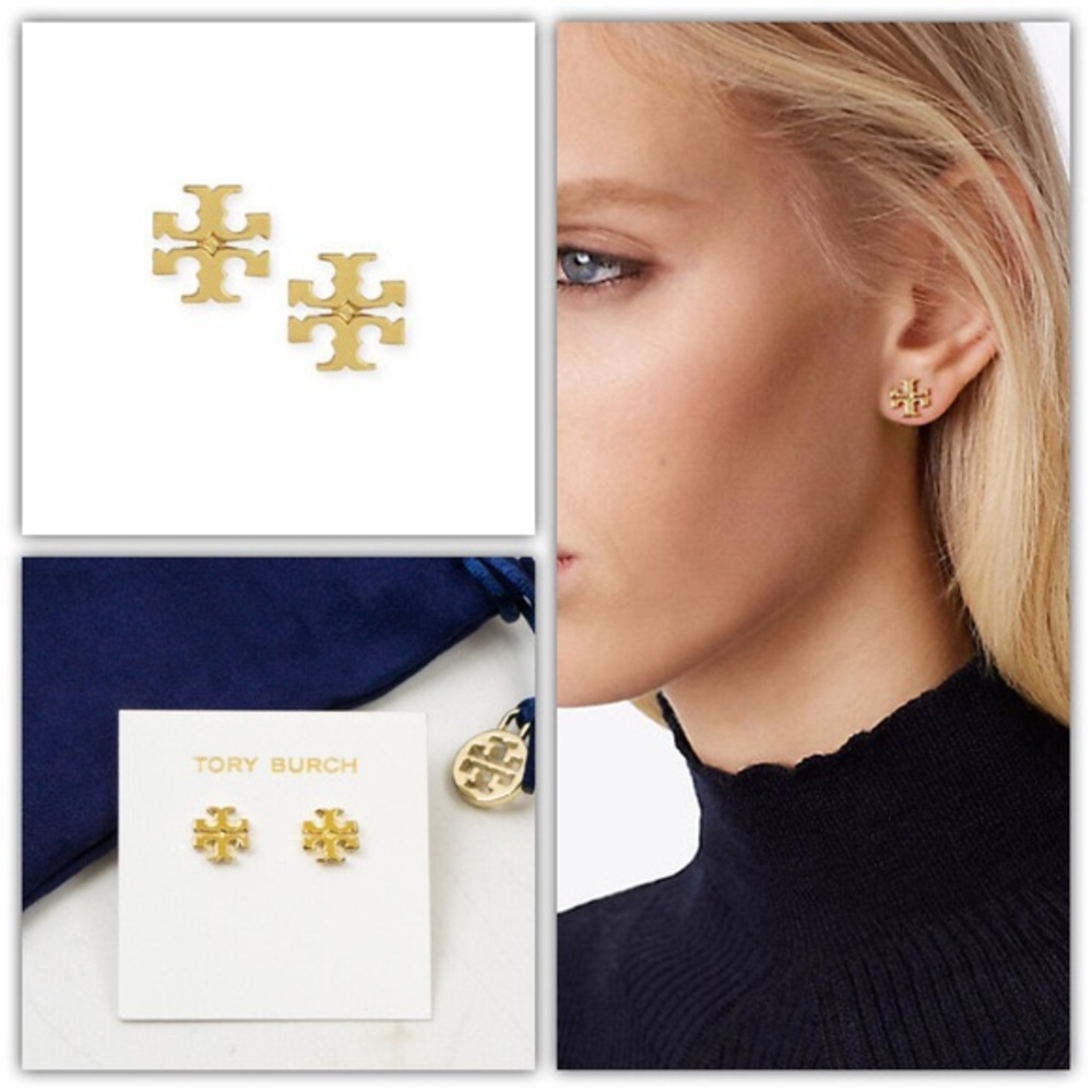 Tory Burch Brand NEW Gold Logo Stud Earrings